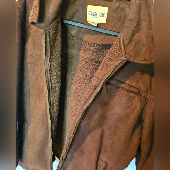 Cherokee Heavyweight Faux Leather/Suede Sherpa Lined Winter Jacket - Picture 6 of 8